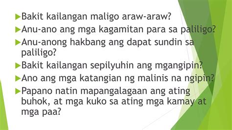 hakbang sa paliligo|02 naisasagawa ang wastong pamamaraan ng .